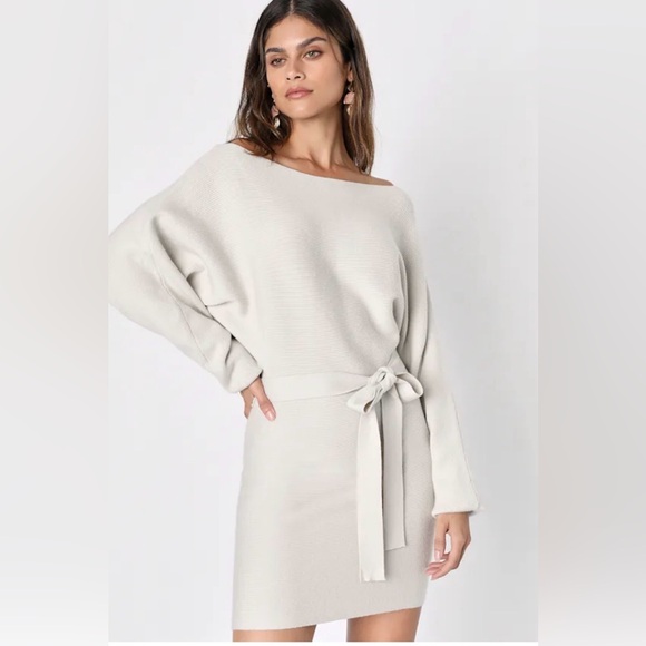Lulus Dresses & Skirts - Lulu's Modern Comfort Ivory Dolman Sleeve Mini Sweater Dress • XL • NWT